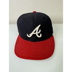 New Era Atlanta Braves Authentic Collection Hat Size 7 Made In USA 100% Wool Y2K